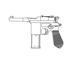 GAS-BLK : モーゼルM712 【ショートバレル】/6mmBB弾仕様(ショート&ロングマガジン付) /ブラックヘビーウェイト [品切中.再生産待ち]