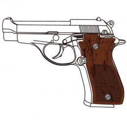 モデルガン : M84 ブラックヘビーウエイト ハーフチェッカー木製グリップ仕様 [5月頃再販.予約終了]