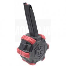 アダプティブドラムマガジン WE/マルイ GBB ハイキャパ用 350連 ブラック/レッド [CYB-MAG-DRMG02] [取寄]