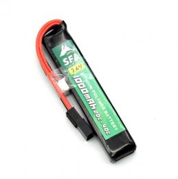 Li-Poバッテリー 7.4V 1000mAh 【Greenライン】ショートスリム (20C-40C) ミニコネクター [SA-B036M] [取寄]