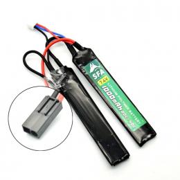 Li-Poバッテリー 7.4V 1000mAh 【Greenライン】ショートセパレート (20C-40C) ミニコネクター [SA-B037M] [取寄]