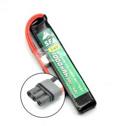 Li-Poバッテリー 7.4V 1000mAh 【Greenライン】ショートスリム (20C-40C) MRコネクター [SA-B036MR] [取寄]