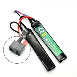 Li-Poバッテリー 7.4V 1000mAh 【Greenライン】ショートセパレート (20C-40C) T字コネクター [SA-B037T] [取寄]