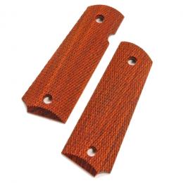 木グリップ : 各社45AUTO M1911用 シタンフルチェッカー/メダル無し [CG-101] [取寄]