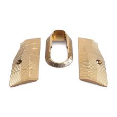 ASG/KJワークス GBB CZ SHADOW2用 LOKタイプ アルミニウム ショートグリップ&マグウェルセット ゴールド [KW-KU-GBSD2039GD] [取寄]