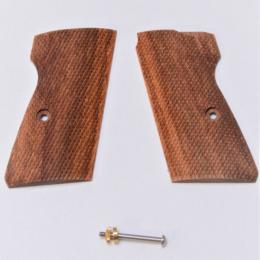 木グリップ : マルゼン ワルサーPPK/S&ワルサーPP対応 紫檀チェッカー(スクリュー付) 【赤茶】[取寄:長納期]