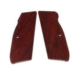 木グリップ : KSC Cz75用 シタンチェッカー(赤茶色) [取寄]