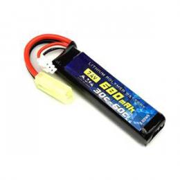 リチウムポリマーバッテリー 7.4V680mAh 30C-60C ウルトラショートスリム ミニコネクタ (約70x18x14.5mm) [SA-B050M] [取寄]