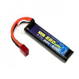 リチウムポリマーバッテリー 7.4V680mAh 30C-60C ウルトラショートスリム Tコネクタ (約70x18x14.5mm) [SA-B050T] [取寄]