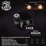 16340 Type-C充電 リチウムイオン電池 650mAh 2本セット [STCR123AS] [品切中.輸入待ち]