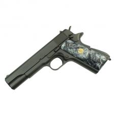 グリップ:M1911用ブラックパール(フェイク) スムース/コルトメダル入 [取寄]