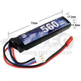 7.4V Lipo 560mAh 25C 電動ハンドガン用バッテリー(123x19x5mm x 2) 【BECコネクター】 [STLBY01] [取寄]