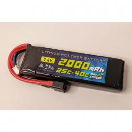 Li-Poバッテリー 7.4V 2000mAh ミニS互換 (25C-40C)  T字コネクター [SA-B016T] [取寄]