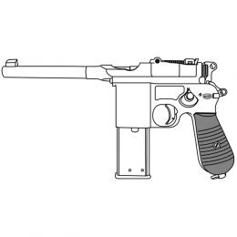 GAS-BLK : モーゼルM712 【ノーマルバレル】/6mmBB弾仕様 (ショート&ロングマガジン付) /ブラックヘビーウェイト  [品切中.再生産待ち]